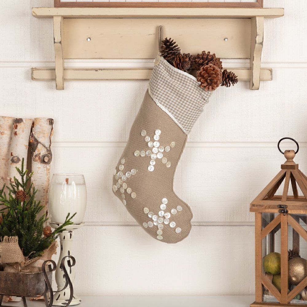NEW! Pearlescent Christmas Stocking Farmhouse Country Primitive Rustic
